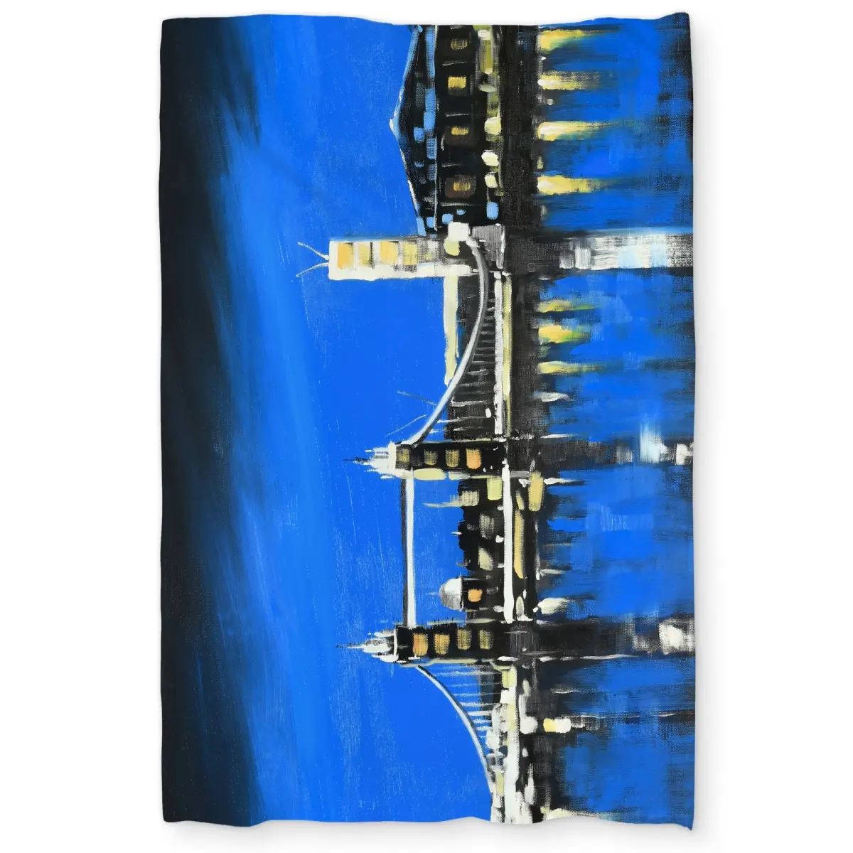 Begin Home Decor C1DCTXLW4L91EY Blue Skyline of London Twin Size Extra Long Duvet Cover - Modern Bedroom Decor