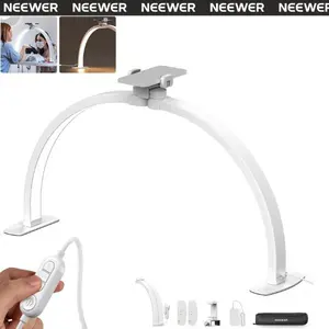 NEEWER BASICS HM02-D 36W 29" Half Moon Nail Desk Lamp, Foldable LED Arc Light with Adjustable Height & Brightness for Nail Tech, Lash & Tattoo Work