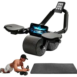 Rogue Ab Wheel Automatic Rebound Ab Roller Wheel with Timer for Core Muscle Training Orange Black Grey Pink Blue Durable Design for Fitness Enthusiasts