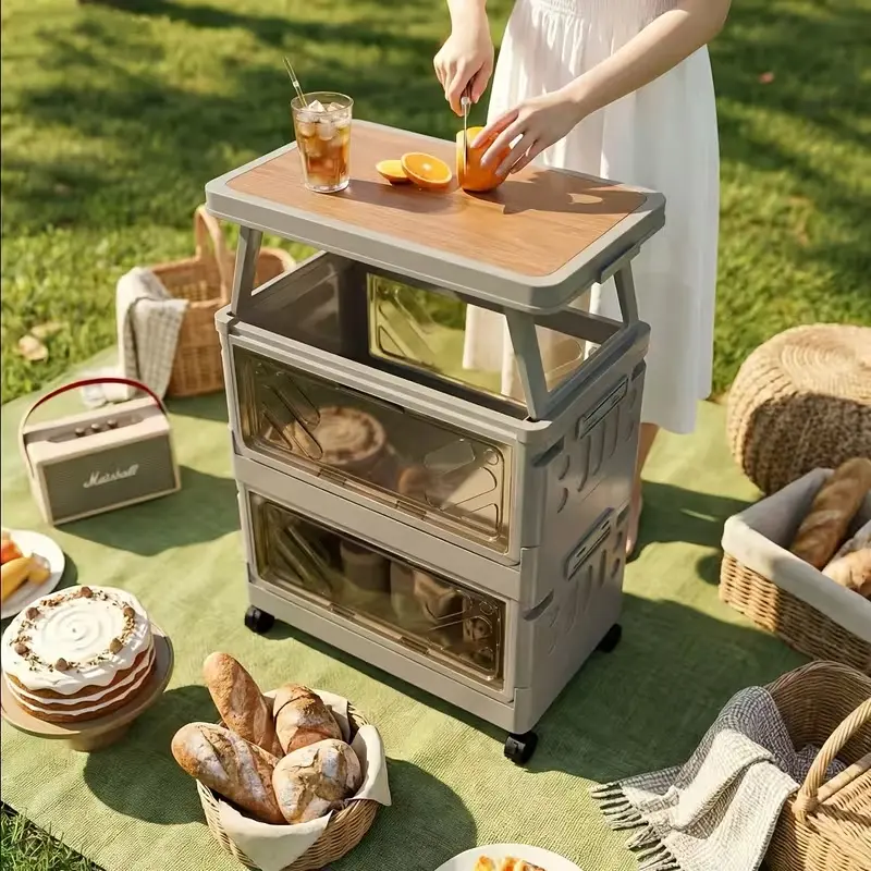Premium Foldable Rectangular Outdoor Storage Cabinet with Wheels & Doors - Durable PP Plastic, Thick Waterproof, Practical Single Unit Organizer, Easy Setup for Patio, Garage, Heavy Duty