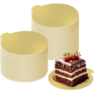 3.15 Inch 100 Pack Mini Round Golden Cake Boards Bases Para Postres