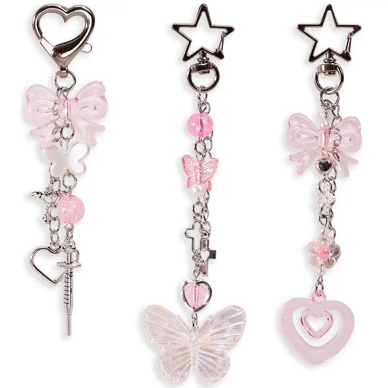 3PCS Keychains Aesthetic Y2K Keychain Charms Stylish Keychains Accessories for Women Bag Purse Gifts