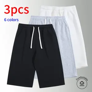 3-Pack . Men’s 3/4 shorts with drawstring waistband; athletic shorts, running shorts, casual shorts—summer minimalist solid colors that are easy to match. Suitable for daily commuting and work, street and outdoor activities; unisex—both men and women ca