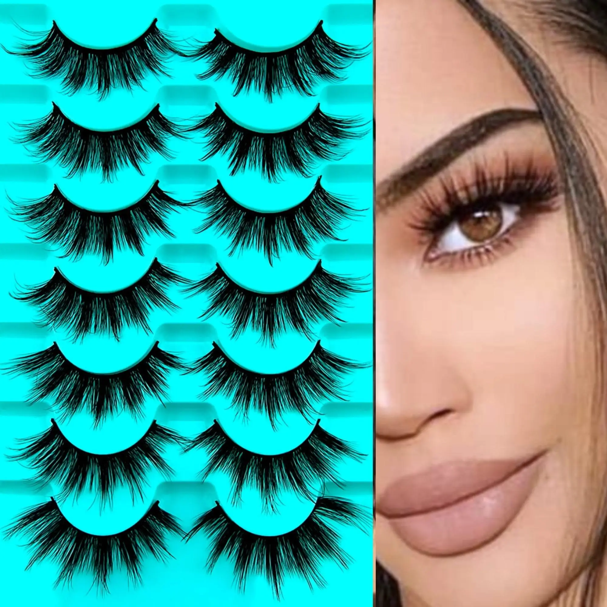 False Eyelashes, 7 Pairs Faux Cluster Lashes, Soft Lashes Eyelash Clusters Wispy Natural Curling Eye Makeup Strip Lashes, Full Volume Eyelash for Lash