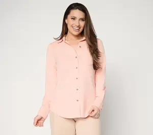 Ree by the Pioneer Woman Slub Jersey Button Front Long Sleeve Top