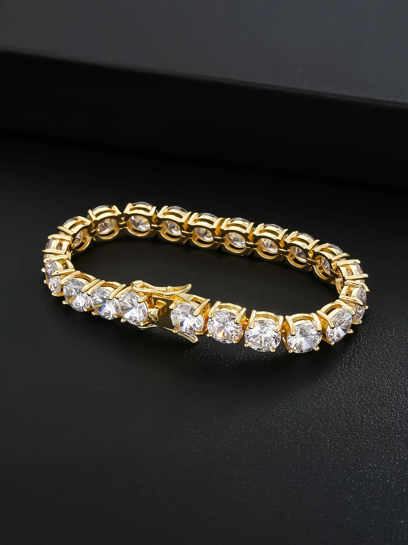 1PC ICED CHICS 8mm single-row zircon four-claw bracelet, cubic zirconia bracelet, bracelet jewelry, hip-hop zircon accessory, unisex, birthday gift, suitable for daily wear, versatile style, enhancing your temperament, Fashion Bracelet