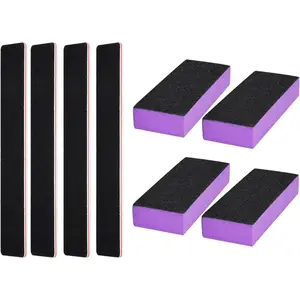 Portable Manicure Tools Kit, 8 Pack Nail File and Buffer Block with 100/180 Grit, Black Nail Pedicure File for Sanding, Buffing, Grinding and Polishing