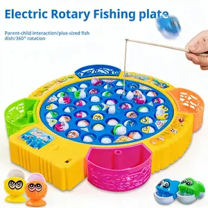 Kids electric fishing toy with 360° rotating fishing game and dynamic music. It is a family & parent-child interactive toy set, suitable for boys and girls, ideal as birthday and Easter gifts.