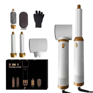 5-in-1 popular hair dryer, curling brush, hot air comb set, dual-use for dry and wet hair, straightening and curling, hair care
