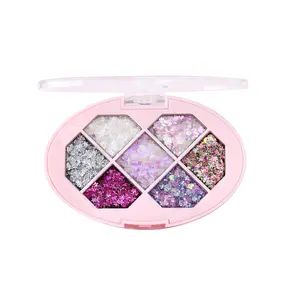 CmaaDU 7-Color Glitter Eyeshadow Palette - Holographic Shimmer Makeup, Long-Lasting Highlighter for Festive Looks, Electronic Music Parties (Use on Face, Eyes, Hair)
