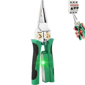 8-in-1 Engineers' Pliers Multifunctional Tool - Wire Stripper, Voltage Tester, Cable Cutter, Twister, Crimper, Wire Splitter for 10-18 AWG Electrician Work