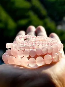 Natural Rose Quartz Bracelet, Stylish Crystal Beaded Jewelry Stretch Bracelet for Men and Women, Casual Daily Wear Accessory, Crystal Bracelets, Healing Crystal Bracelet, Pretty Bracelet