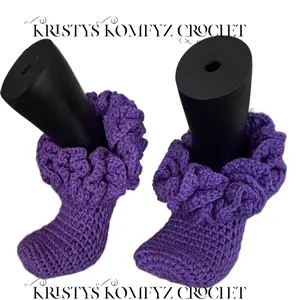 Purple Passion Handmade Ruffle Crochet Socks