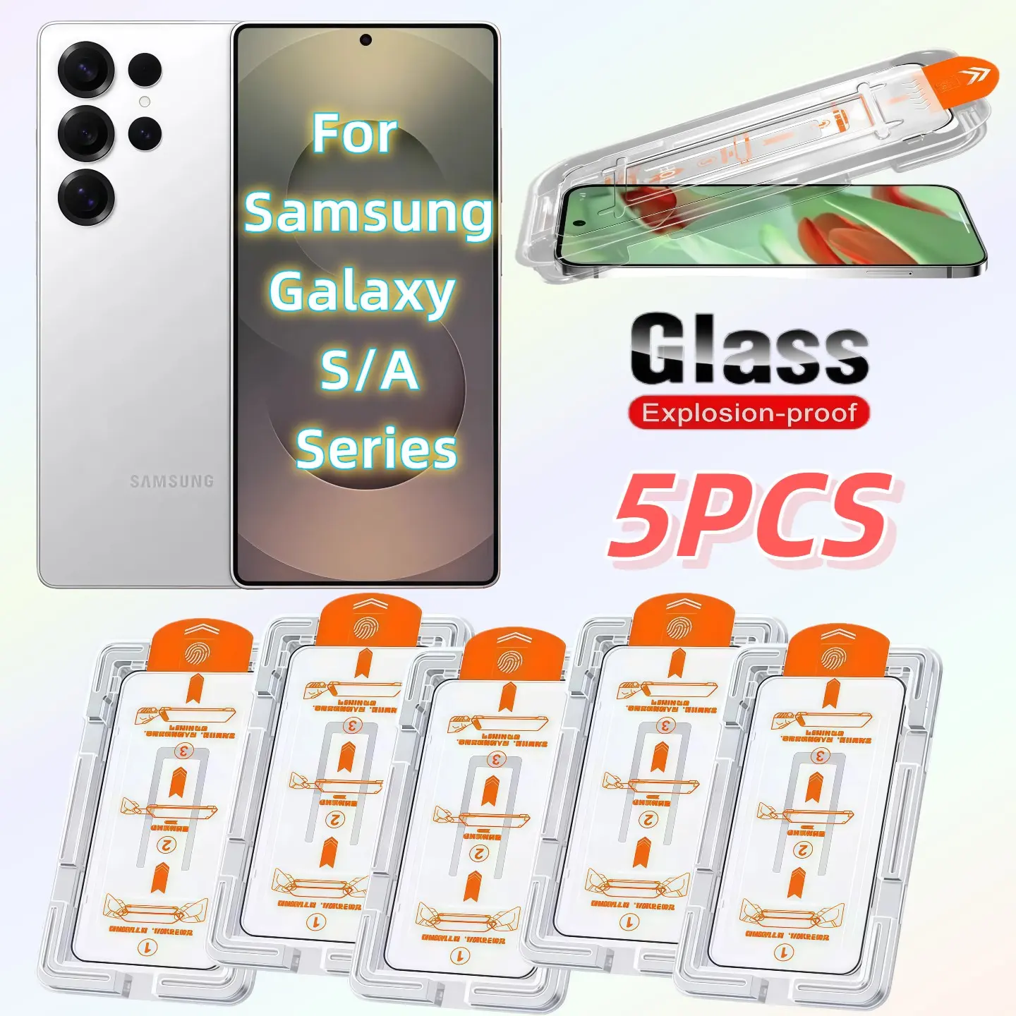 5-Pack Samsung Galaxy Screen Protector Film, HD Clear Anti-Scratch Design, Compatible with Multiple Models, Easy Installation
