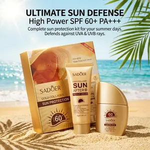 Gold Collagen SPF60 Sunscreen – Waterproof Anti-Sweat Smooth | Sun Block with Aloe Vera, Hydrating Soothing Repair for All-Day Sun Protection Sunscreen Layering