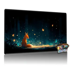Enchanted Fox in Forest Firefly MTG Playmat - 12x24in Non-Slip TCG Gaming Mat, Gaming Pad, Ideal for Card Game Enthusiasts, Perfect for Family Gatherings & Gift Giving