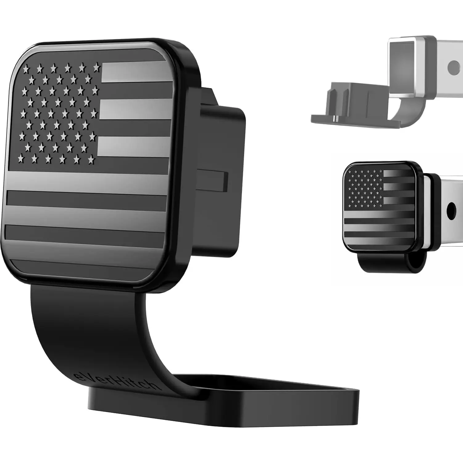 eVerHITCH American Flag Universal Trailer Hitch Cover Tube Plug Insert (Fits 2" Receivers, Black)