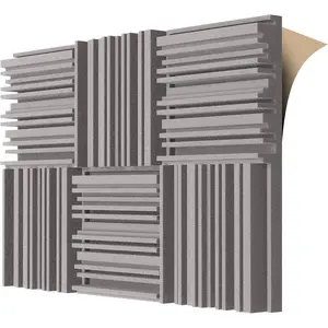 Self-adhesive Acoustic  Panels, 12 X 12 X 2 Inches 6 count Broadband Sound Absorbing , Dense Soundproof Padding Tile, Recording Studio  Absorber,  Decorative Wall Panel