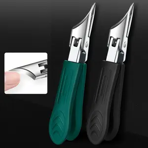 Professional 25 °   Angled Toenail Clippers Set , Ultra Sharp Stainless Steel Nail Cutter for Thick & Ingrown Nails, Anti-Splash Precision Blade, Ergonomic Non-Slip Grip, Black & Green Pedicure Nail Care Tool for Men & Women outdoorfun edge
