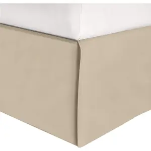 1-Piece Solid Bed Skirt, 1500 Premium Hotel Quality Microfiber, Minimalist Modern Design, Easy Care, Wrinkle and Stain Resistant, King, Macadamia Beige