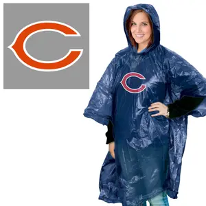 Poncho NFL Chicago Bears Lightweight Unisex Rain Poncho, Rain Protection Gear with Team Logo, Lightweight Rain Coat