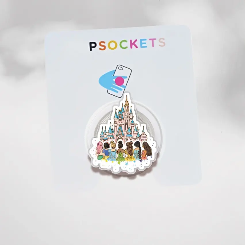 Fairytale Princess Castle MagSafe Phone Grip, Cute Princess Friends Magnetic Pop Socket Kickstand for iPhone, Magical Gift for Girls Cellphone