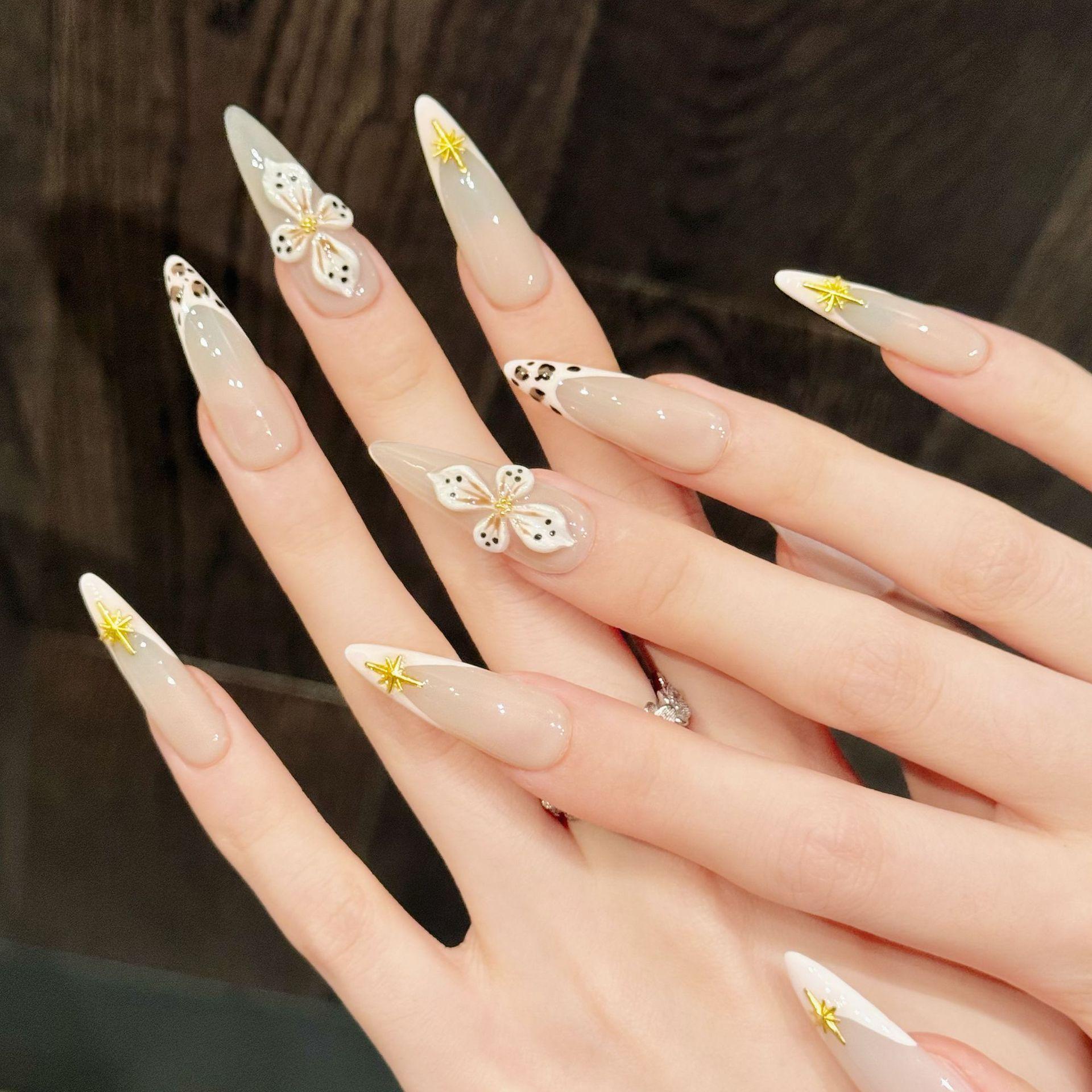 【Lucy UU】3 Styles Luxury Tropical 3D Floral Press On Nails Ocean Jellyfish Red French Silver Glitter Pink French Leopard Print Long Stiletto Shape Handmade Reusable Fake Nail For Women 【Lucy UU】3 Styles Luxury Tropical 3D Floral Press On Nails Ocean Jellyfish Red French Silver Glitter Pink French Leopard Print Long Stiletto Shape Handmade Reusable Fake Nail For Women