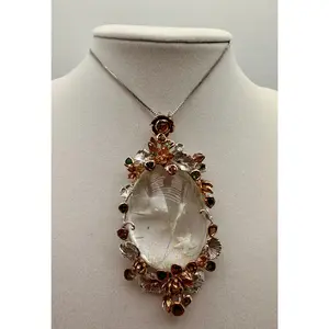 Angelfish Intaglio Quartz, Tourmaline, and Sapphire Pendant