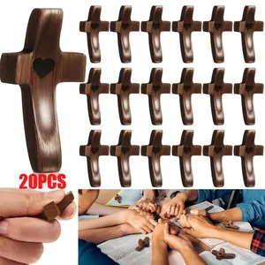 Cross Bulk My Heart, Encouragement Gift, Relieve Anxiety Comfort for Clutching, Clinging and Praying, Wooden Cross Fidget, Pocket Olive Wood Crosses Religious Gift for All Age(20/6/3pcs)