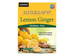 Bigelow Lemon Ginger Herbal Tea - Keurig K-Cup Pods - Herbal Tea - Lemon Ginger Flavors - Single Serve Tea Drinks