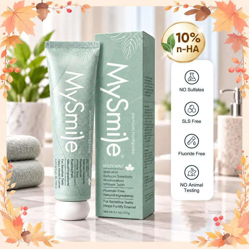 MySmile Sensitive Toothpaste with Nano Hydroxyapatite Toothpaste Reduces Sensitivity, Hydroxyapatite toothpaste whitening, Fluoride Free Whitening Toothpaste for Sensitive Teeth, Misty Mint, TikTok Exclusive, 4.2 oz Oral Daily, Minty, Gluten Free, Plaque