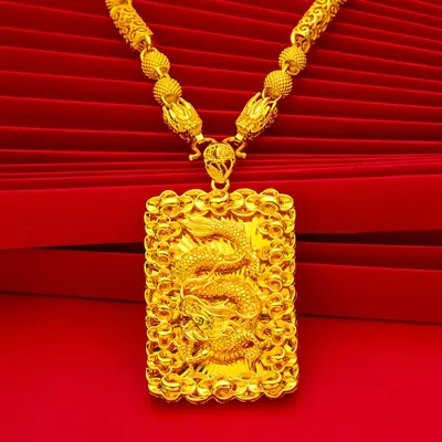 14k Gold Dragon 24 Karat Gold Chain Necklace Asian 24k Gold