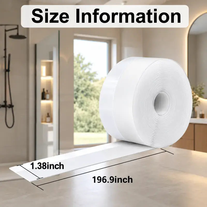 Adhesive Weather Stripping, 16.4Ft x 1.38in Draught Excluder Insulation Tape for Doors, Windows, Shower Sealing