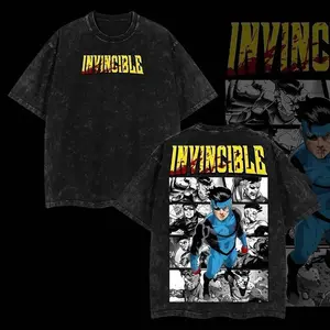Limited Edition Emperor Grayson Invincible War Comic Acid Washed Tee - Vintage Omni-Man Graphic T-Shirt | Lightweight Premium Distressed Streetwear | Unique Valentine's Day Gift for Comic Fans & Boyfriend | Superhero Apparel