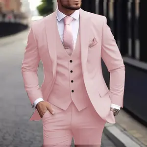 Slim Fit Double Breasted Suit Set European And American Men's Suit Three-piece Banquet Party Dance Casual Slim Suit