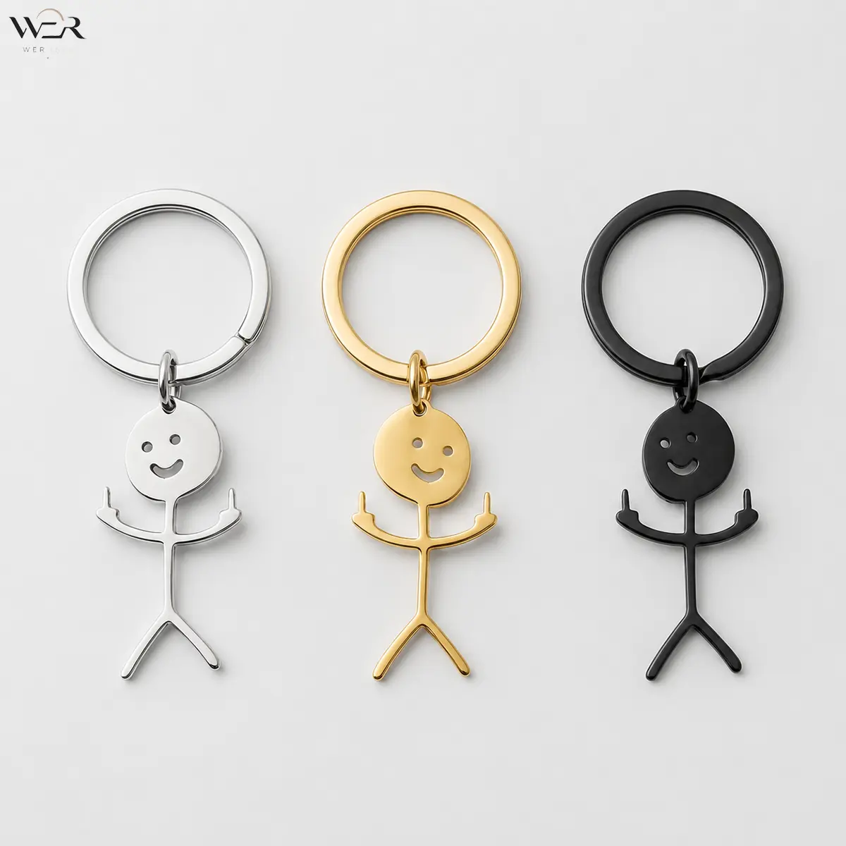 Middle Finger Keychain Funny Stick Figure Keychain Rude Keychain Novelty Keychain Humorous Gift for Him Her Everyday Use