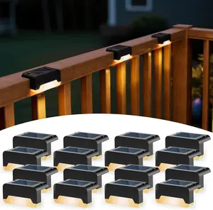 Solar Deck Lights, Solar Step Lights for Outside  Led Stair Light for Outdoor Fence, Balcony, Patio, Railing, Front Porch, Yard and Pathway(16pack Warm White)