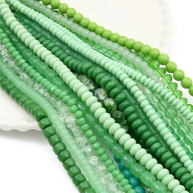 Green transparent solid color glass beads, crystal beads, round beads, bamboo beads, used for DIY handmade bracelets, necklaces, and jewelry Green transparent solid color glass beads, crystal beads, round beads, bamboo beads, used for DIY handmade bracelets, necklaces, and jewelry