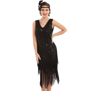 PrettyGuide Women's 1920s Flapper Dress Vintage Swing Fringed Gatsby Roaring 20s Dress