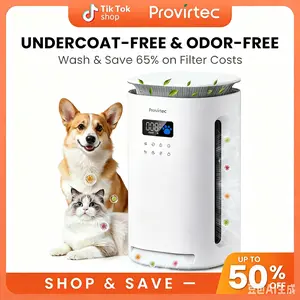 Provirtec Pawtent Pet Air Purifier for Home, Captures Floating Cat & Dog Hair and Dander, H13 True HEPA Filter for Odor Elimination, Includes 3 Washable Replacement Pre-Filters, Perfect for Multi-Cat Households