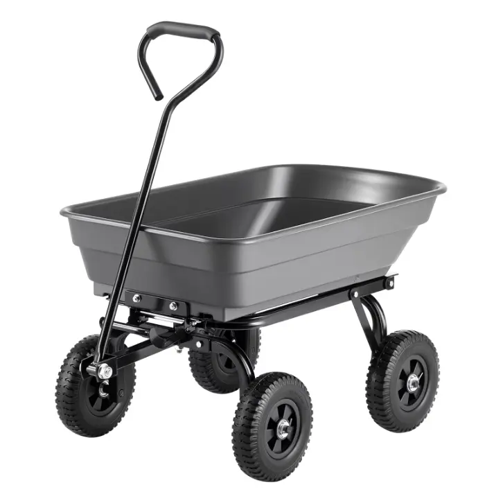 KFFKFF Garden Dump Cart, 400 lbs Capacity, Poly Wagon with Quick-Dump Mechanism, Swivel Wheels, Rotating Bearings, Ideal for Plants, Soil, and Crops