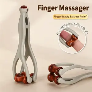 2pcs New Wood Multi-Function Finger Massager Dual Roll Neck & Shoulder Massager Portable Meridian Relief Tool for Tension Relief Ergonomic Handle Solid Wood Material