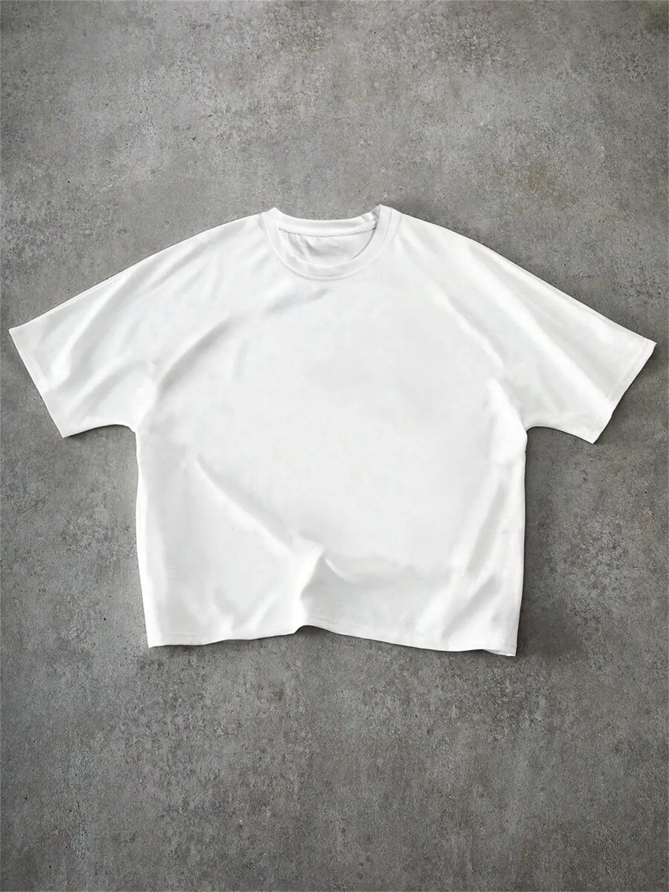 Men's Solid Color Batwing Sleeve Crop Tee, Loose Casual Short Sleeve Round Neck T-shirt for Daily Wear, Men's Top for Summer, Tropical