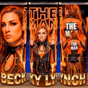 Becky Lynch "The Man" Bad Girl Cup Mug Tumbler 20oz Stainless Steel Tumbler with Slide Closure Lid, Reusable Plastic Straw, Handmade Design - Drinkware