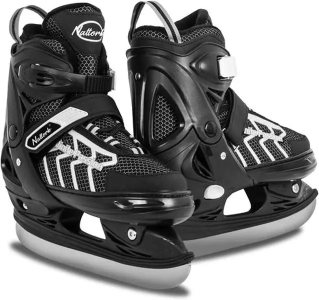 Nattork Bolt 4-Size Adjustable Ice Skates for Kids & Adults, Unisex Skates with Warm Fleece Lining, Stainless Steel Blades, and Fun Stylish Design, 4 Sizes, Style, Safety, Laces, Vibrant, Polypropylene, Stainless Blade, Warm Linings, Fun And Stylish Desig