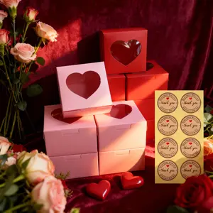 Heart-Shaped Hollow Out Gift Boxes Set of 10, & Cardboard Candy Boxes with Stickers, Elegant Gift Box, Perfect for Valentine's Day Weddings Parties