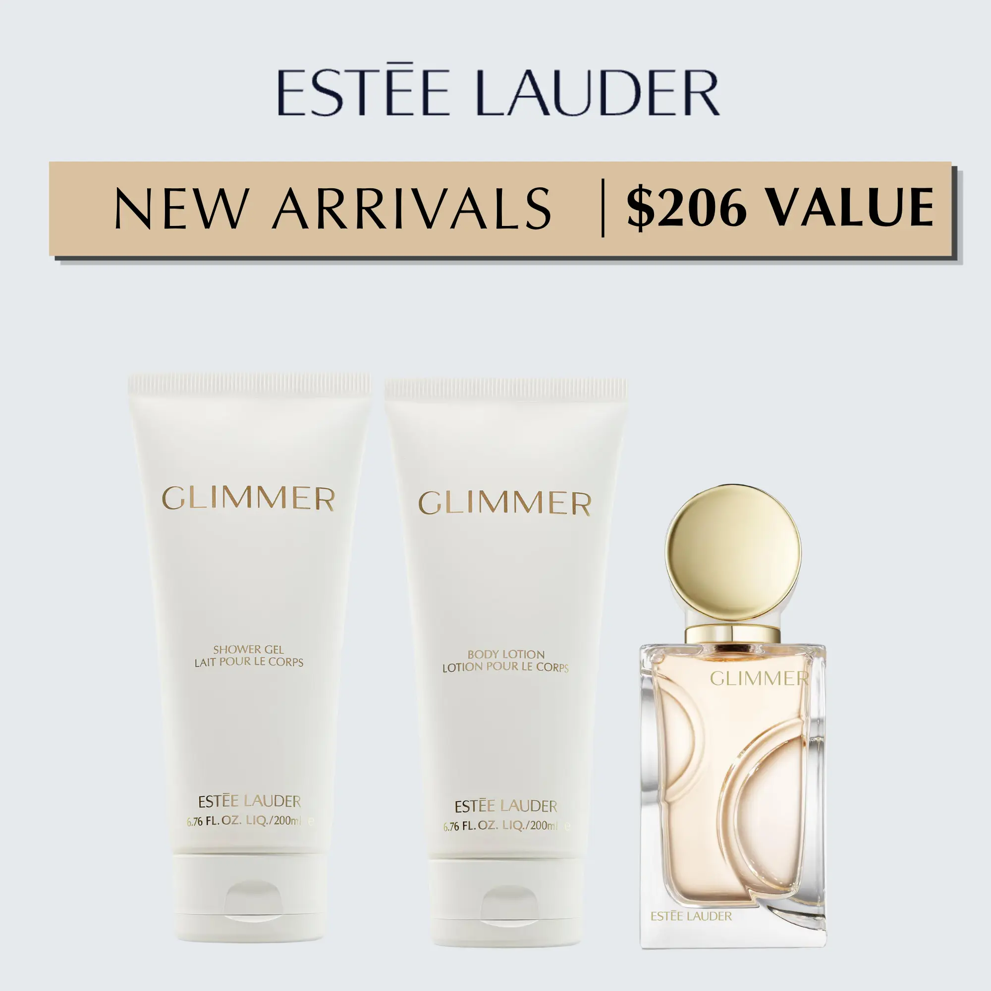 [Estée Lauder] Glimmer Perfume & Body Care Set | Eau de Parfum + Lotion + Shower Gel