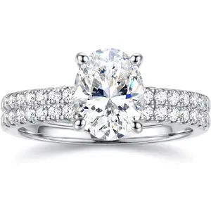 MILACOLATO Engagement Rings for Women Non Tarnish 14K Plated  Gold Bridal Rings Sets Dainty Oval Cut CZ Wedding Ring Set Stackable Eternity Promise Rings for Her Size 5-10