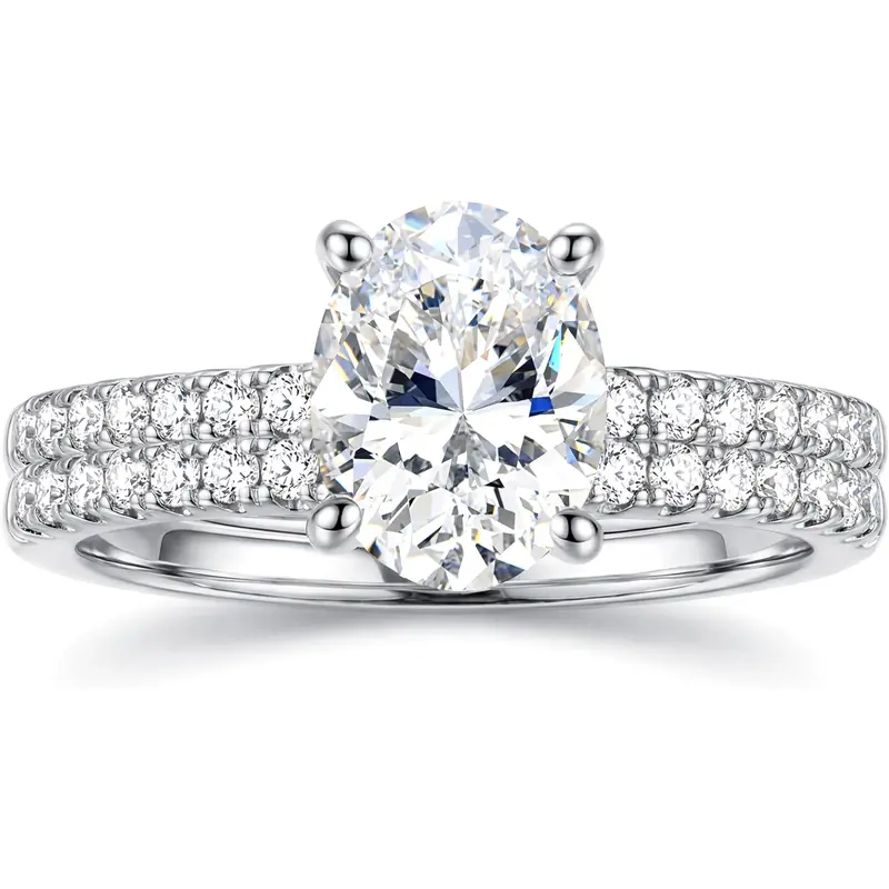 MILACOLATO Women's Non Tarnish 14K Gold Plated Oval Cut CZ Engagement Ring Set, Stackable Wedding Promise Band, Ring Stack, Jewelry for GF (Sizes 5-10)