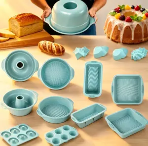 30pcs Multi-type Blue Rectangle, Round Creative Cake Mould, Silicone, Reusable, Non-stick Baking Tray, Oven Accessories, Baking Tools, Kitchen Gadgets, Kitchen Accessories, Valentine'S Day Gifts For Wife